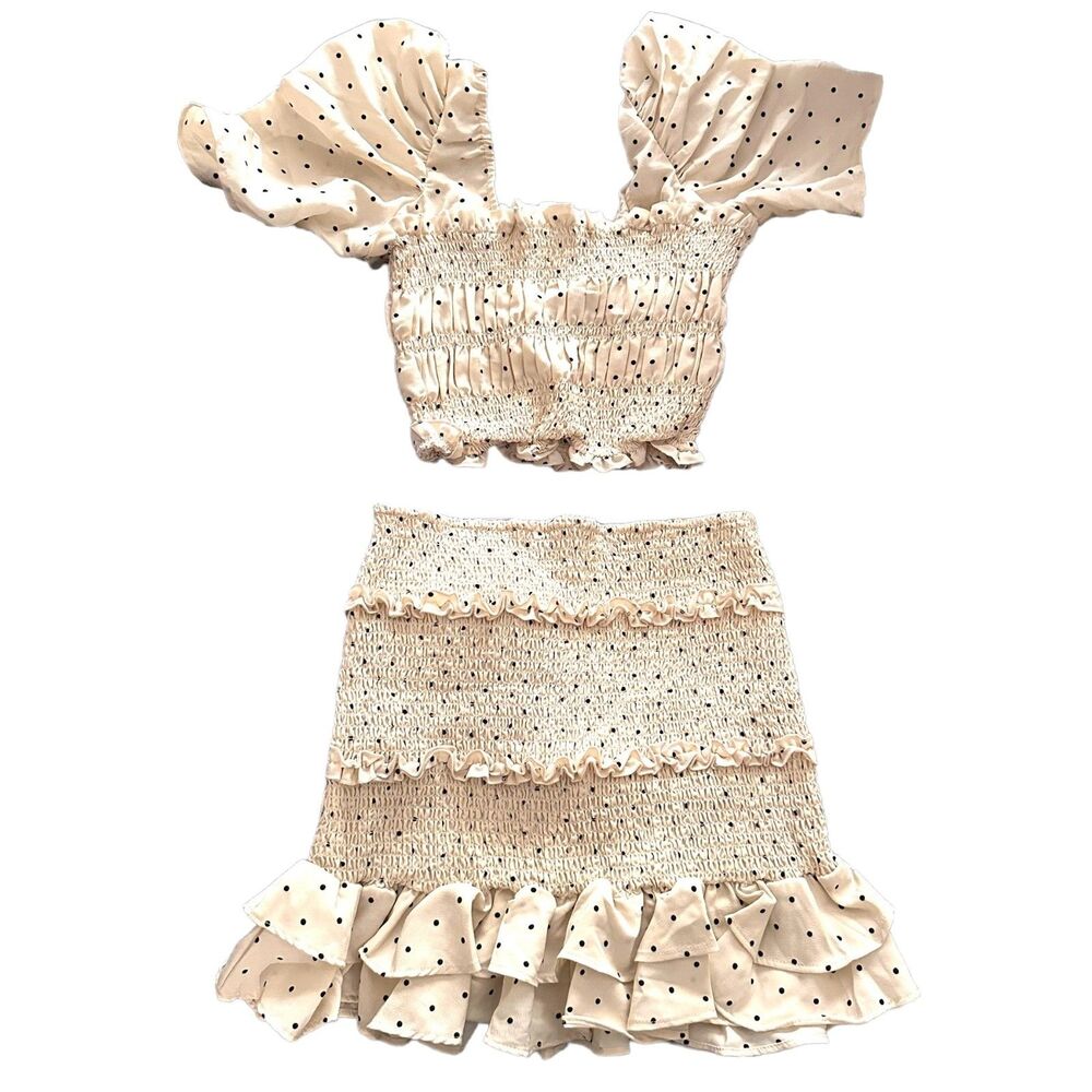LOVE TREE Smocked Polka Dot Skirt Set Sz‎ Small
